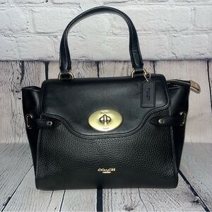 Coach Blake Flap Black Leather Carryall Bag